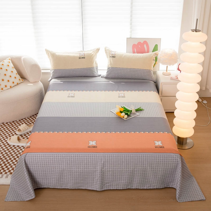 91家纺网 家纺一手货源 找家纺 贝兰仙奴 2025春夏新款全棉纯棉12868印花单床单 床单单件 斯柏丽咖