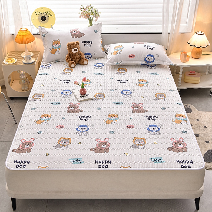 91家纺网 家纺一手货源 找家纺 床笠人家 2025新款全棉夹棉防水床垫 嗨皮狗