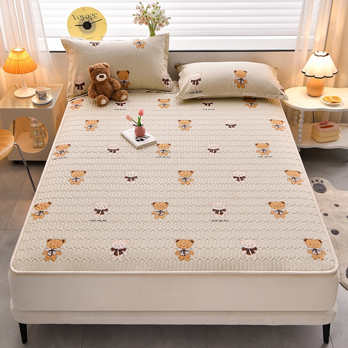 91家纺网 家纺一手货源 找家纺 床笠人家 2025新款全棉夹棉防水床垫 酷乐熊