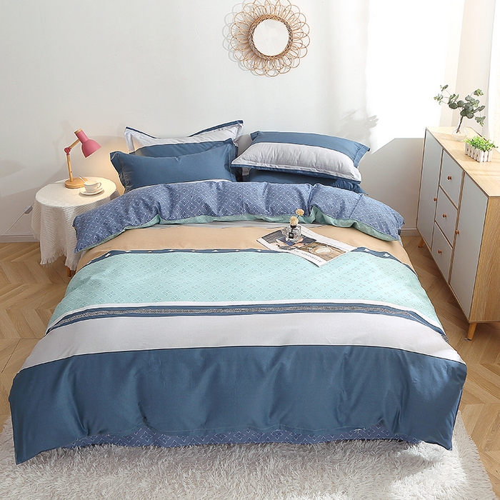 贝兰仙奴 2025春夏新款全棉纯棉12868印花四件套 绅度湖绿