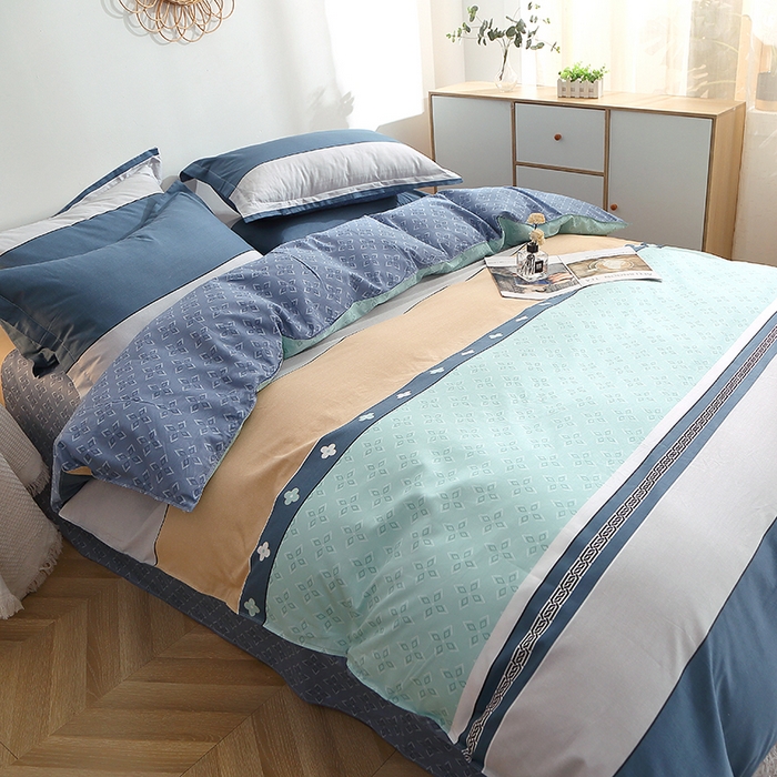 91家纺网 家纺一手货源 找家纺 贝兰仙奴 2025春夏新款全棉纯棉12868印花四件套 绅度湖绿