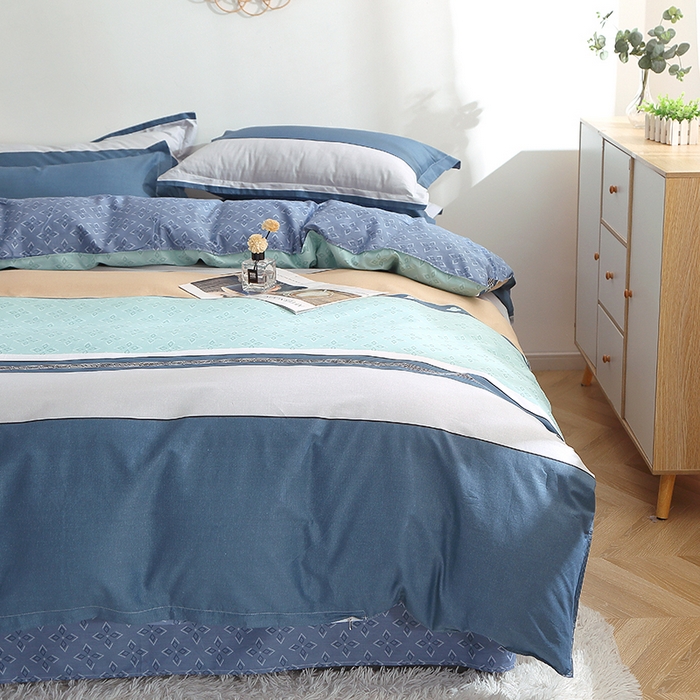 91家纺网 家纺一手货源 找家纺 贝兰仙奴 2025春夏新款全棉纯棉12868印花四件套 绅度湖绿