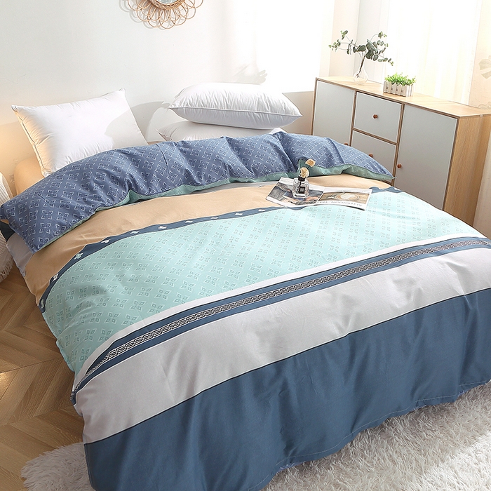 91家纺网 家纺一手货源 找家纺 贝兰仙奴 2025春夏新款全棉纯棉12868印花四件套 绅度湖绿