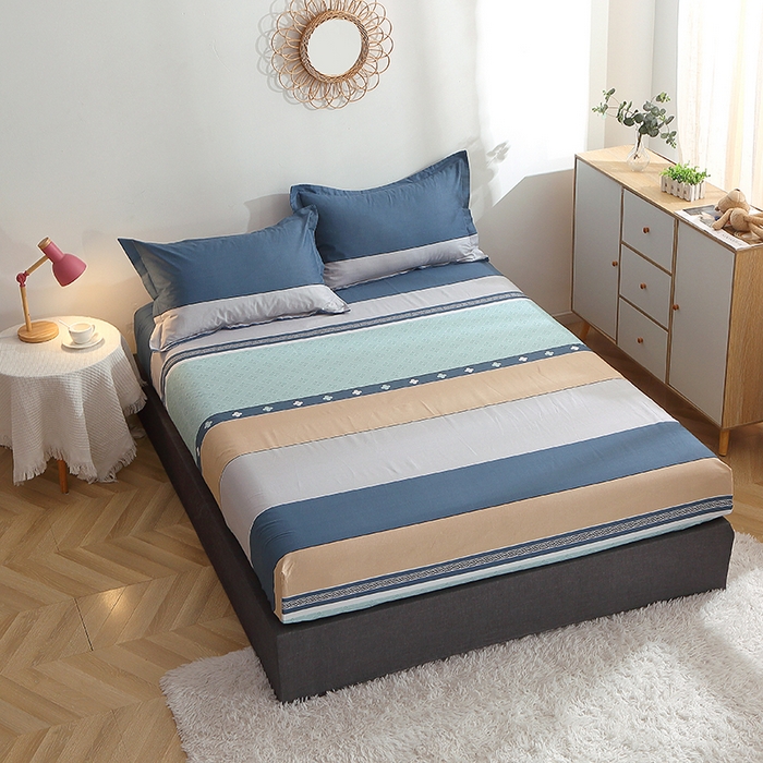 91家纺网 家纺一手货源 找家纺 贝兰仙奴 2025春夏新款全棉纯棉12868印花四件套 绅度湖绿