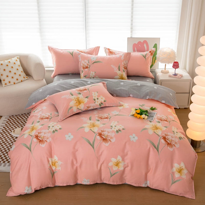 贝兰仙奴 2025春夏新款全棉纯棉12868印花四件套 圣洁粉