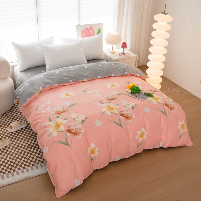 91家纺网 家纺一手货源 找家纺 贝兰仙奴 2025春夏新款全棉纯棉12868印花四件套 圣洁粉