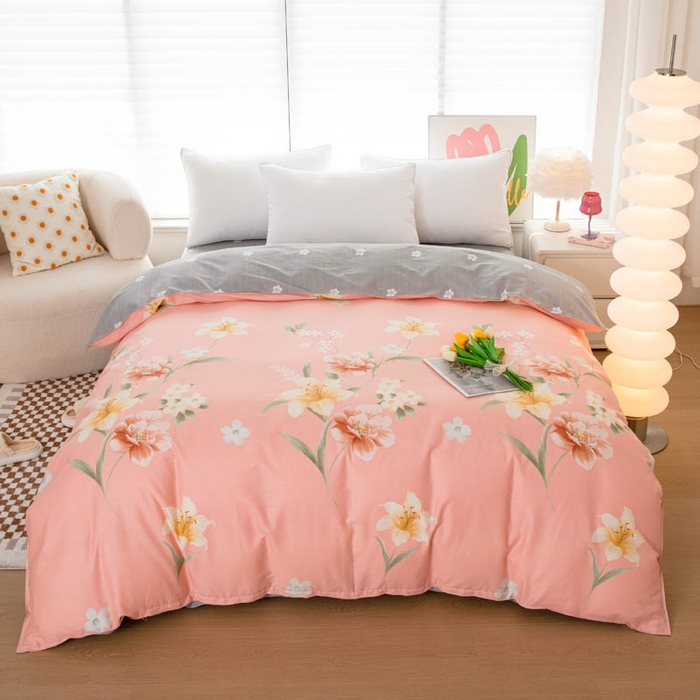 91家纺网 家纺一手货源 找家纺 贝兰仙奴 2025春夏新款全棉纯棉12868印花四件套 圣洁粉