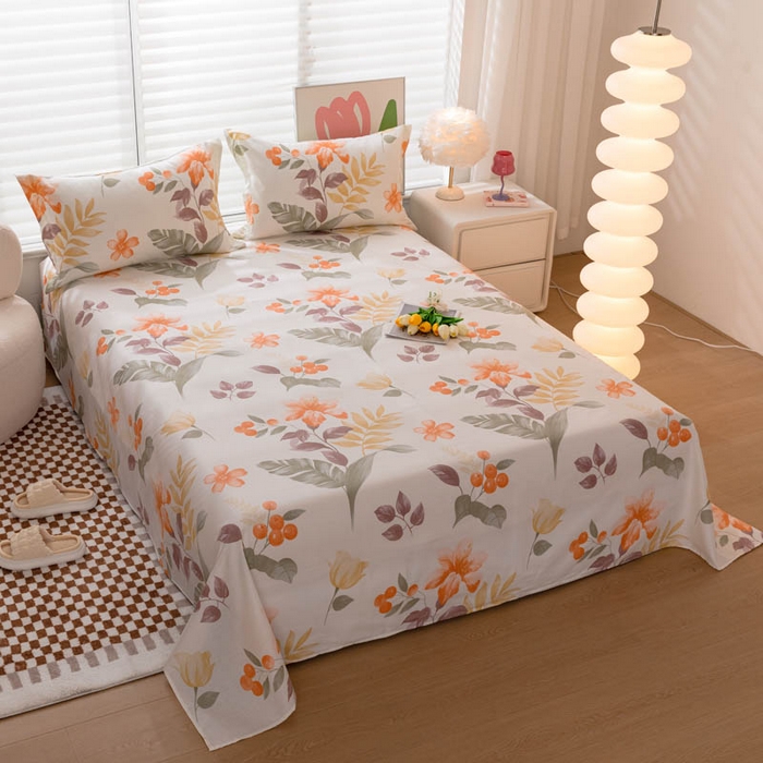 91家纺网 家纺一手货源 找家纺 贝兰仙奴 2025春夏新款全棉纯棉12868印花单床单 床单单件 清颜绿