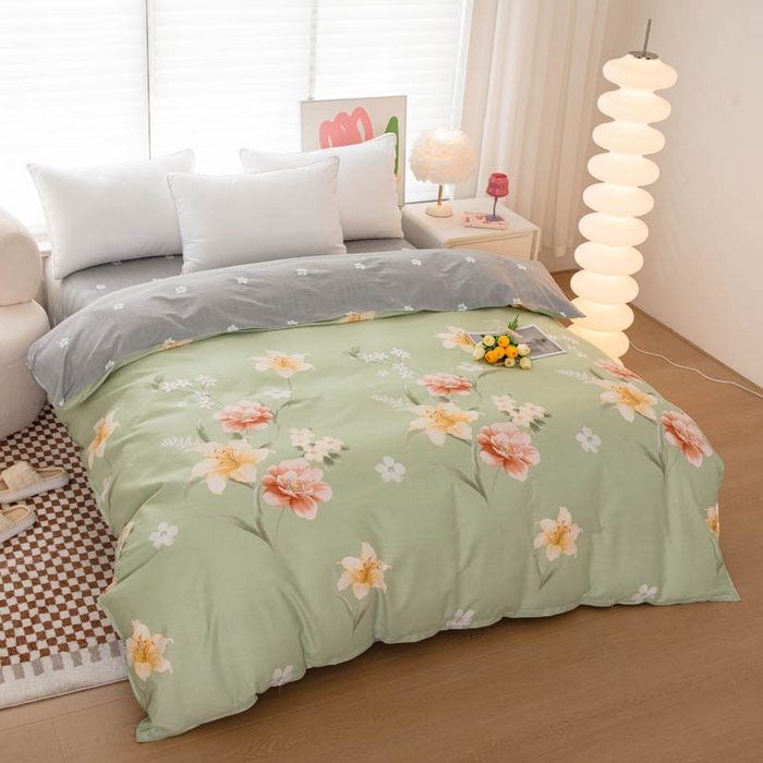 91家纺网 家纺一手货源 找家纺 贝兰仙奴 2025春夏新款全棉纯棉12868印花四件套 圣洁绿