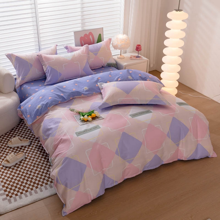 91家纺网 家纺一手货源 找家纺 贝兰仙奴 2025春夏新款全棉纯棉12868印花四件套 时光漫旅