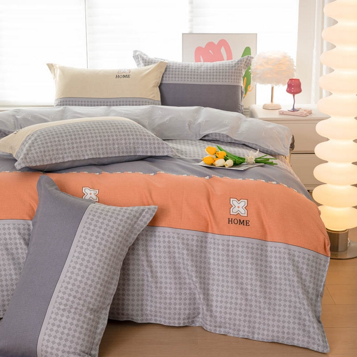 91家纺网 家纺一手货源 找家纺 贝兰仙奴 2025春夏新款全棉纯棉12868印花四件套 斯柏丽咖