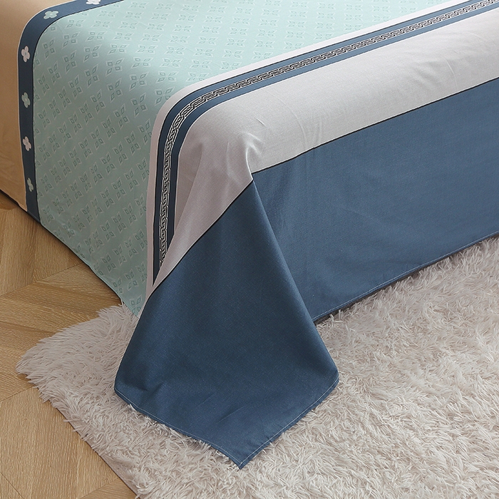 91家纺网 家纺一手货源 找家纺 贝兰仙奴 2025春夏新款全棉纯棉12868印花单床单 床单单件 绅度湖绿