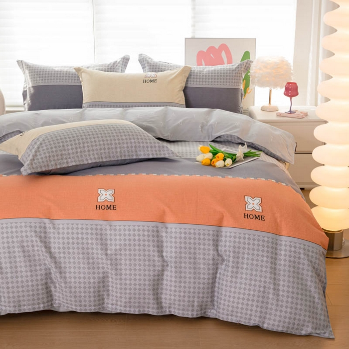 91家纺网 家纺一手货源 找家纺 贝兰仙奴 2025春夏新款全棉纯棉12868印花四件套 斯柏丽咖