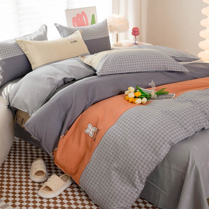 91家纺网 家纺一手货源 找家纺 贝兰仙奴 2025春夏新款全棉纯棉12868印花四件套 斯柏丽咖