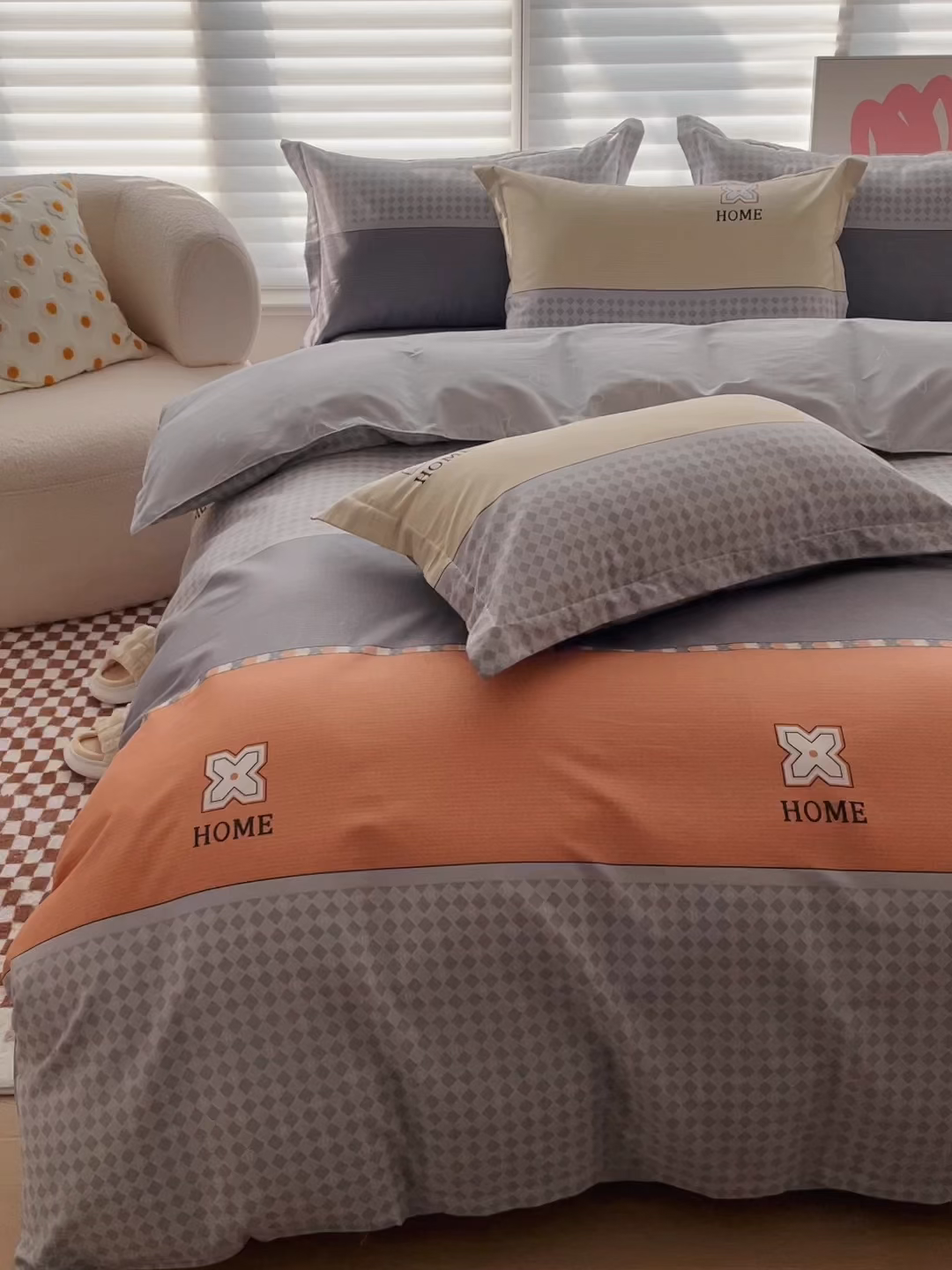 91家纺网 家纺一手货源 找家纺 贝兰仙奴 2025春夏新款全棉纯棉12868印花四件套 斯柏丽咖