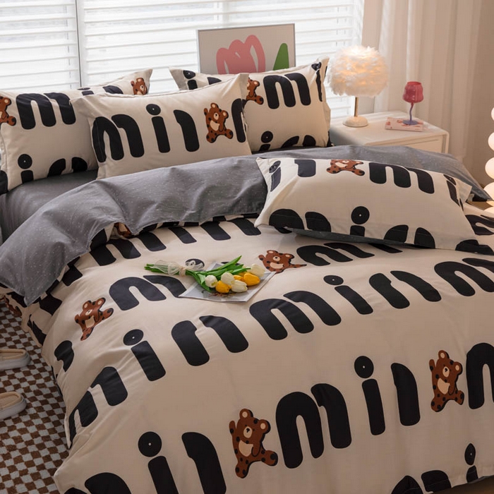 91家纺网 家纺一手货源 找家纺 贝兰仙奴 2025春夏新款全棉纯棉12868印花四件套 熊仔贝贝