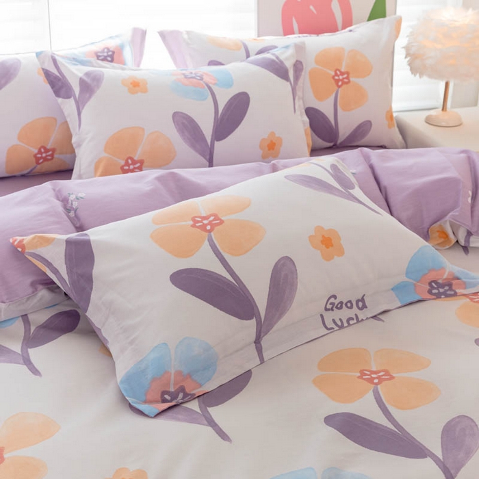 91家纺网 家纺一手货源 找家纺 贝兰仙奴 2025春夏新款全棉纯棉12868印花四件套 遥香花影粉