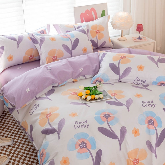 91家纺网 家纺一手货源 找家纺 贝兰仙奴 2025春夏新款全棉纯棉12868印花四件套 遥香花影粉