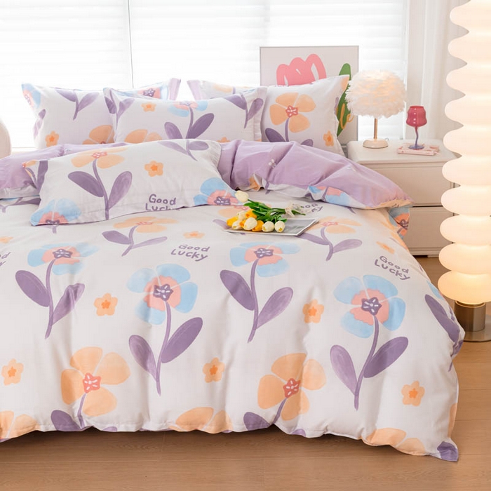 91家纺网 家纺一手货源 找家纺 贝兰仙奴 2025春夏新款全棉纯棉12868印花四件套 遥香花影粉