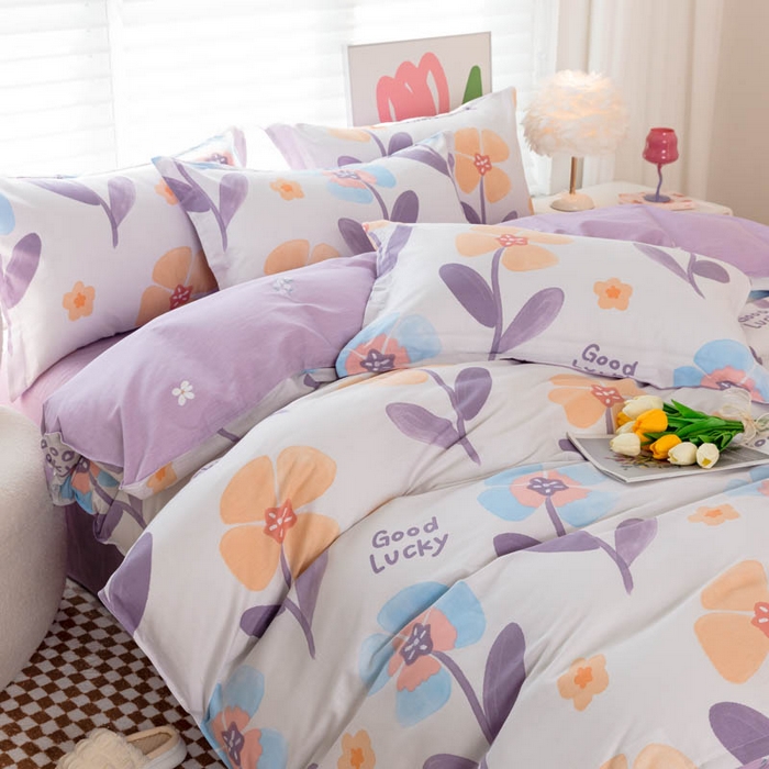 91家纺网 家纺一手货源 找家纺 贝兰仙奴 2025春夏新款全棉纯棉12868印花四件套 遥香花影粉