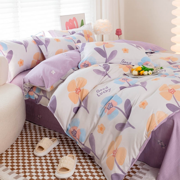 91家纺网 家纺一手货源 找家纺 贝兰仙奴 2025春夏新款全棉纯棉12868印花四件套 遥香花影粉