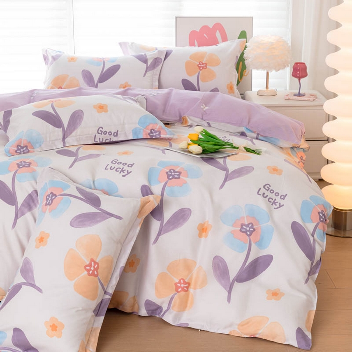 91家纺网 家纺一手货源 找家纺 贝兰仙奴 2025春夏新款全棉纯棉12868印花四件套 遥香花影粉