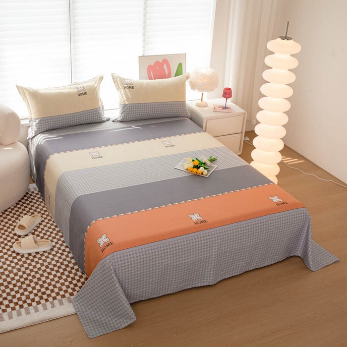 91家纺网 家纺一手货源 找家纺 贝兰仙奴 2025春夏新款全棉纯棉12868印花单床单 床单单件 斯柏丽咖