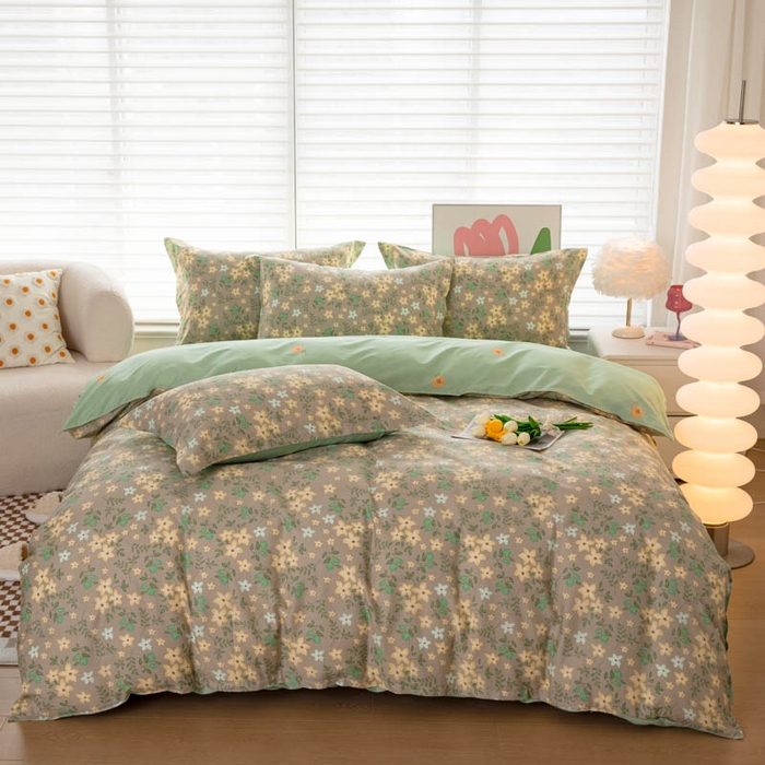 贝兰仙奴 2025春夏新款全棉纯棉12868印花四件套 月晚花庭绿