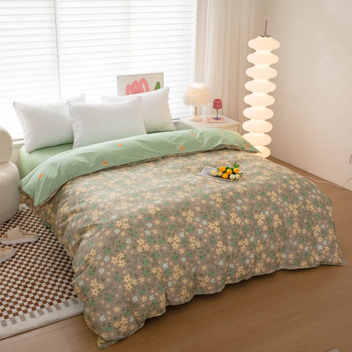 91家纺网 家纺一手货源 找家纺 贝兰仙奴 2025春夏新款全棉纯棉12868印花四件套 月晚花庭绿