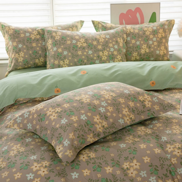 91家纺网 家纺一手货源 找家纺 贝兰仙奴 2025春夏新款全棉纯棉12868印花四件套 月晚花庭绿