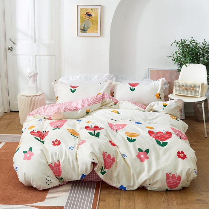 贝兰仙奴 2025春夏新款全棉纯棉12868印花四件套 清丽花香米