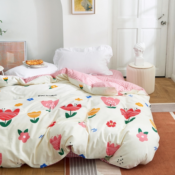 91家纺网 家纺一手货源 找家纺 贝兰仙奴 2025春夏新款全棉纯棉12868印花四件套 清丽花香米