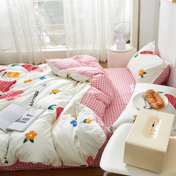 91家纺网 家纺一手货源 找家纺 贝兰仙奴 2025春夏新款全棉纯棉12868印花四件套 清丽花香米