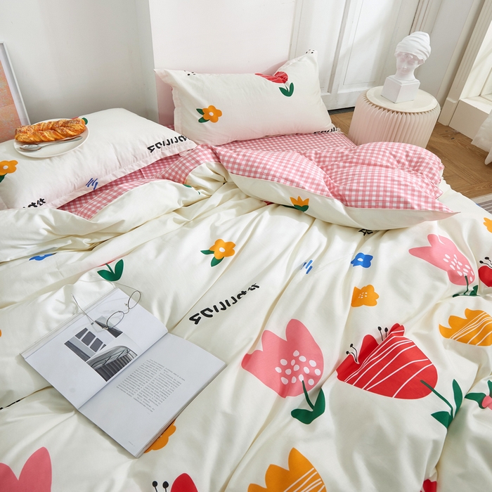 91家纺网 家纺一手货源 找家纺 贝兰仙奴 2025春夏新款全棉纯棉12868印花四件套 清丽花香米