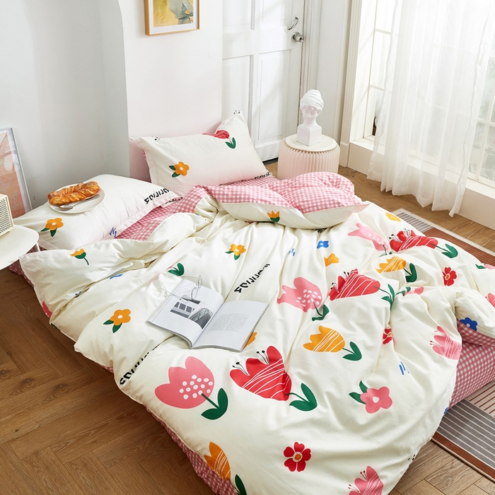 91家纺网 家纺一手货源 找家纺 贝兰仙奴 2025春夏新款全棉纯棉12868印花四件套 清丽花香米