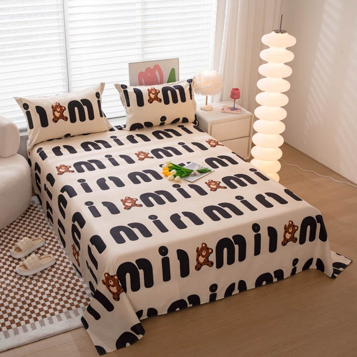 91家纺网 家纺一手货源 找家纺 贝兰仙奴 2025春夏新款全棉纯棉12868印花单床单 床单单件 熊仔贝贝