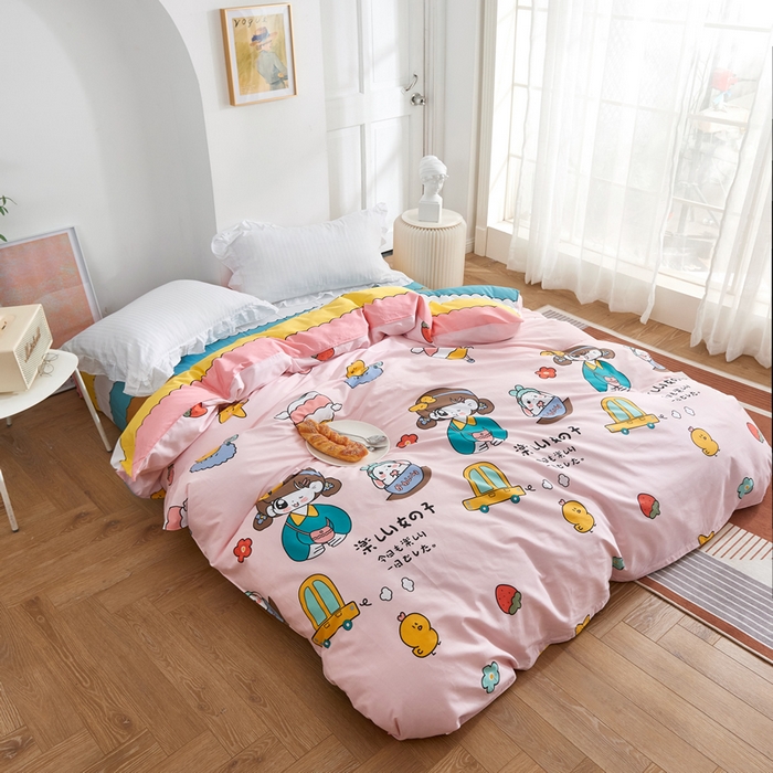 91家纺网 家纺一手货源 找家纺 贝兰仙奴 2025春夏新款全棉纯棉12868印花四件套 童话时光