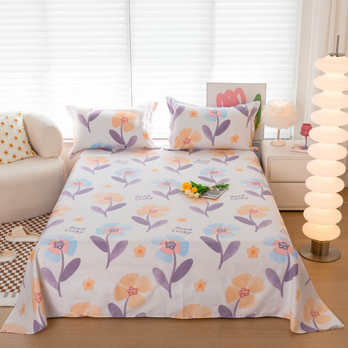 91家纺网 家纺一手货源 找家纺 贝兰仙奴 2025春夏新款全棉纯棉12868印花单床单 床单单件 遥香花影粉