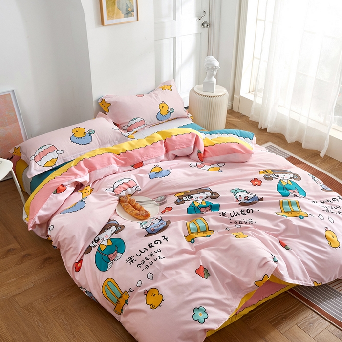 91家纺网 家纺一手货源 找家纺 贝兰仙奴 2025春夏新款全棉纯棉12868印花四件套 童话时光