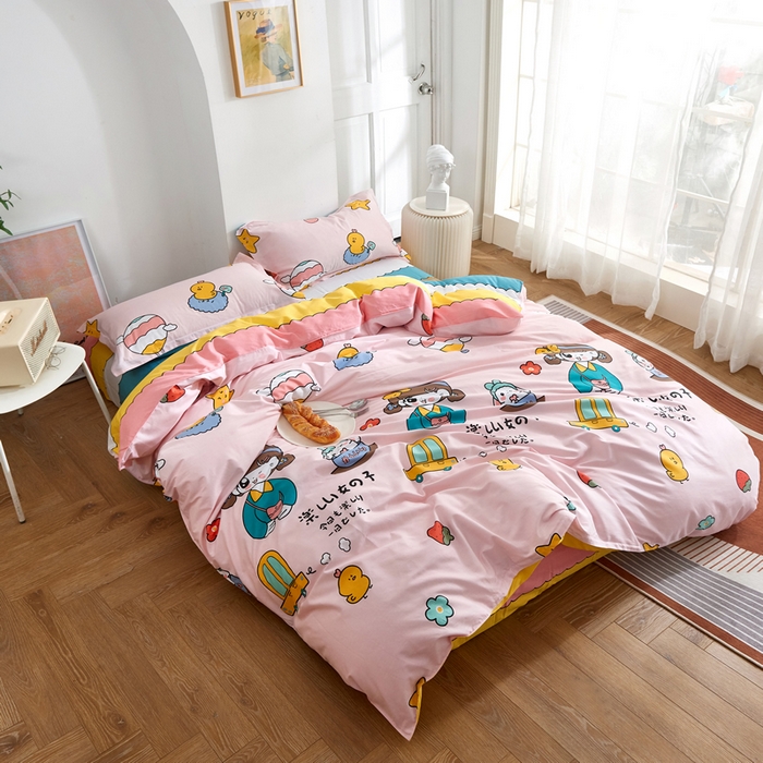 91家纺网 家纺一手货源 找家纺 贝兰仙奴 2025春夏新款全棉纯棉12868印花四件套 童话时光