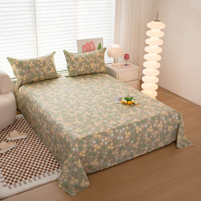 91家纺网 家纺一手货源 找家纺 贝兰仙奴 2025春夏新款全棉纯棉12868印花单床单 床单单件 月晚花庭绿