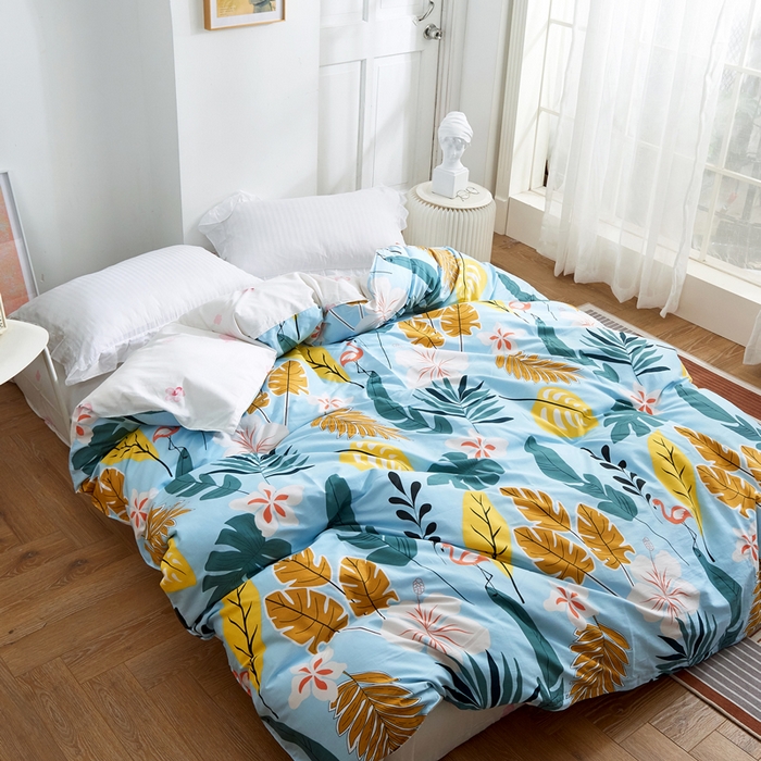 91家纺网 家纺一手货源 找家纺 贝兰仙奴 2025春夏新款全棉纯棉12868印花四件套 叶语浪漫兰