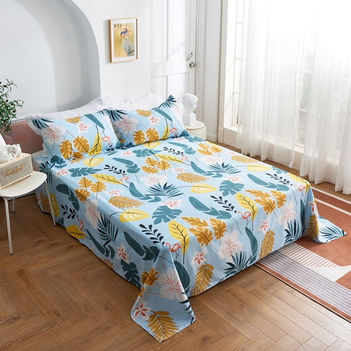 91家纺网 家纺一手货源 找家纺 贝兰仙奴 2025春夏新款全棉纯棉12868印花四件套 叶语浪漫兰