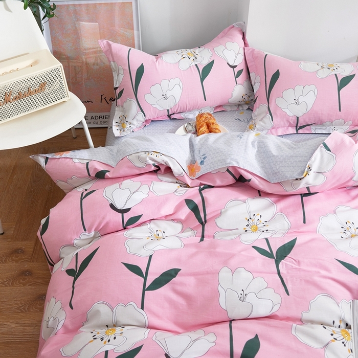 91家纺网 家纺一手货源 找家纺 贝兰仙奴 2025春夏新款全棉纯棉12868印花四件套 绽放花颜