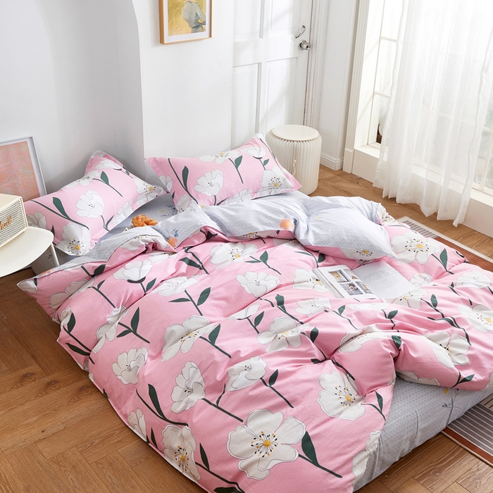 91家纺网 家纺一手货源 找家纺 贝兰仙奴 2025春夏新款全棉纯棉12868印花四件套 绽放花颜