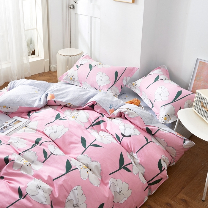 91家纺网 家纺一手货源 找家纺 贝兰仙奴 2025春夏新款全棉纯棉12868印花四件套 绽放花颜