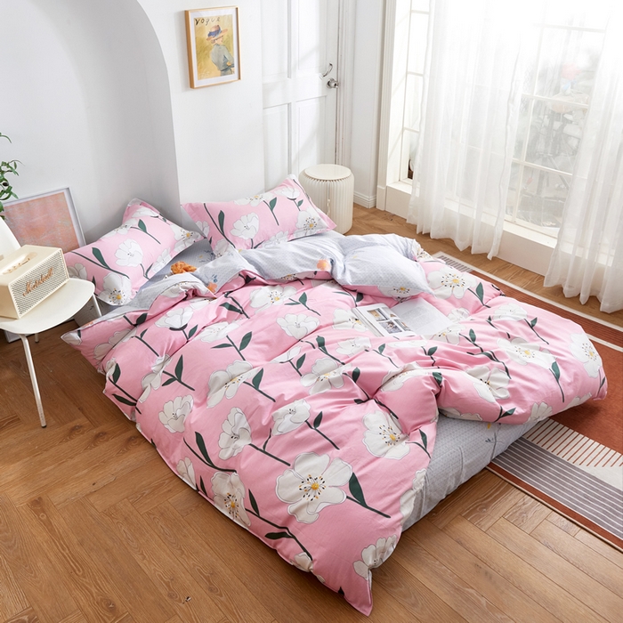 91家纺网 家纺一手货源 找家纺 贝兰仙奴 2025春夏新款全棉纯棉12868印花四件套 绽放花颜