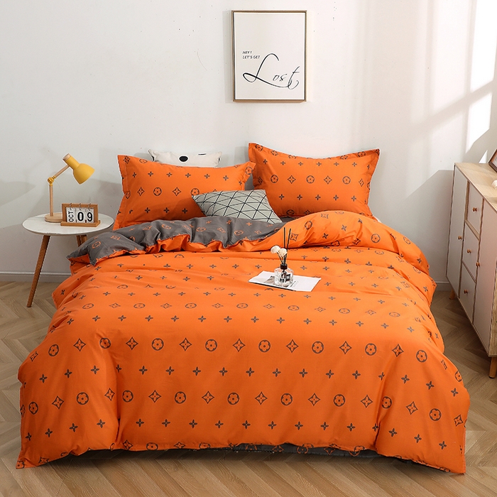 91家纺网 家纺一手货源 找家纺 贝兰仙奴 2025春夏新款全棉纯棉12868印花四件套 潮流桔