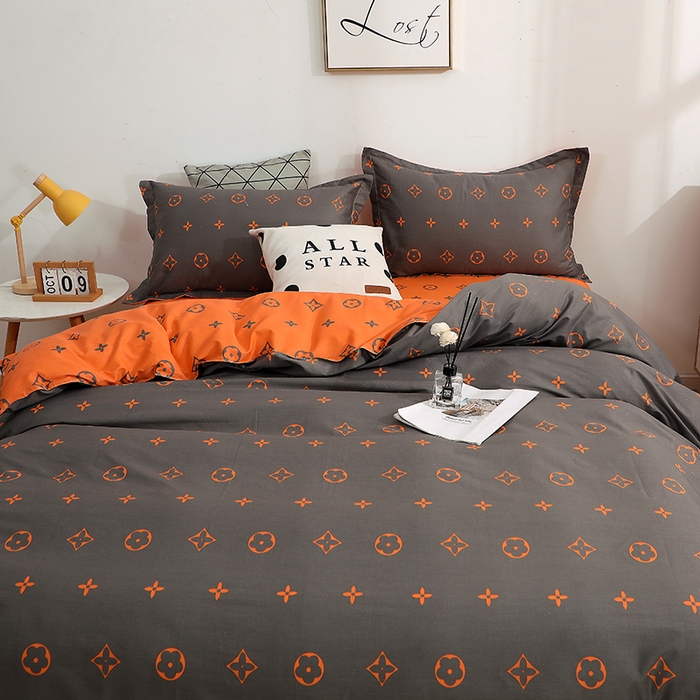 91家纺网 家纺一手货源 找家纺 贝兰仙奴 2025春夏新款全棉纯棉12868印花四件套 潮流咖