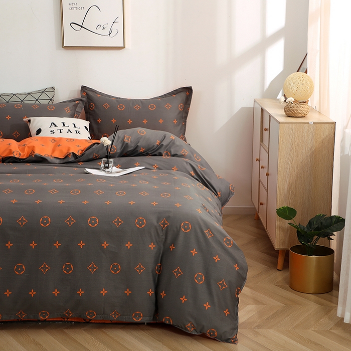 91家纺网 家纺一手货源 找家纺 贝兰仙奴 2025春夏新款全棉纯棉12868印花四件套 潮流咖